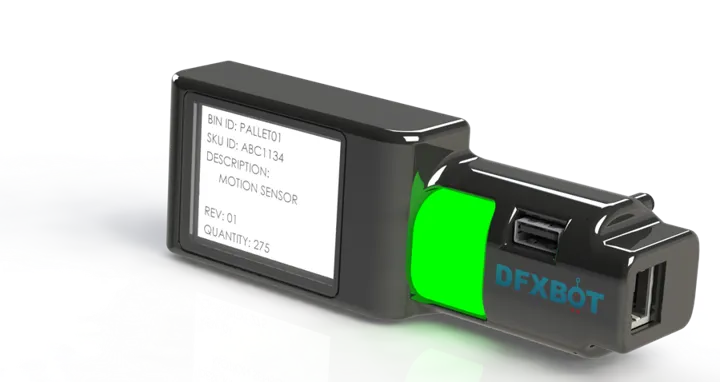 Pick To Light device with a TFT display and illuminated acknowledgement button