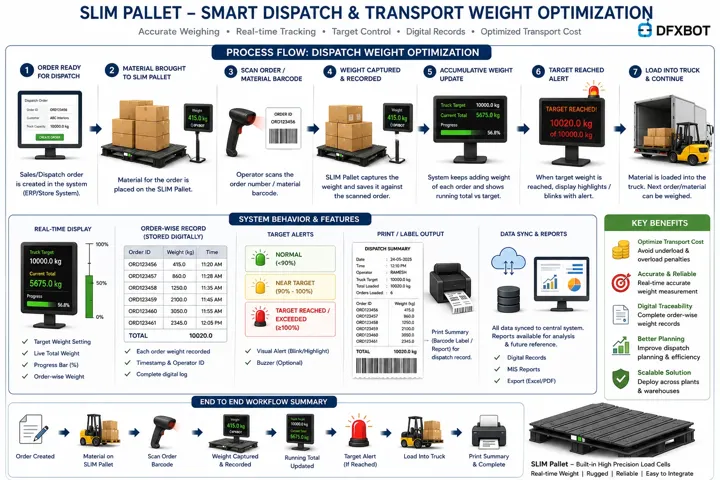 Illustration of order-linked pallet weight and truck loading progress